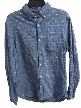Gap Men’s Indigo Twill Dobby Shirt Size M Standard Fit Long Sleeves